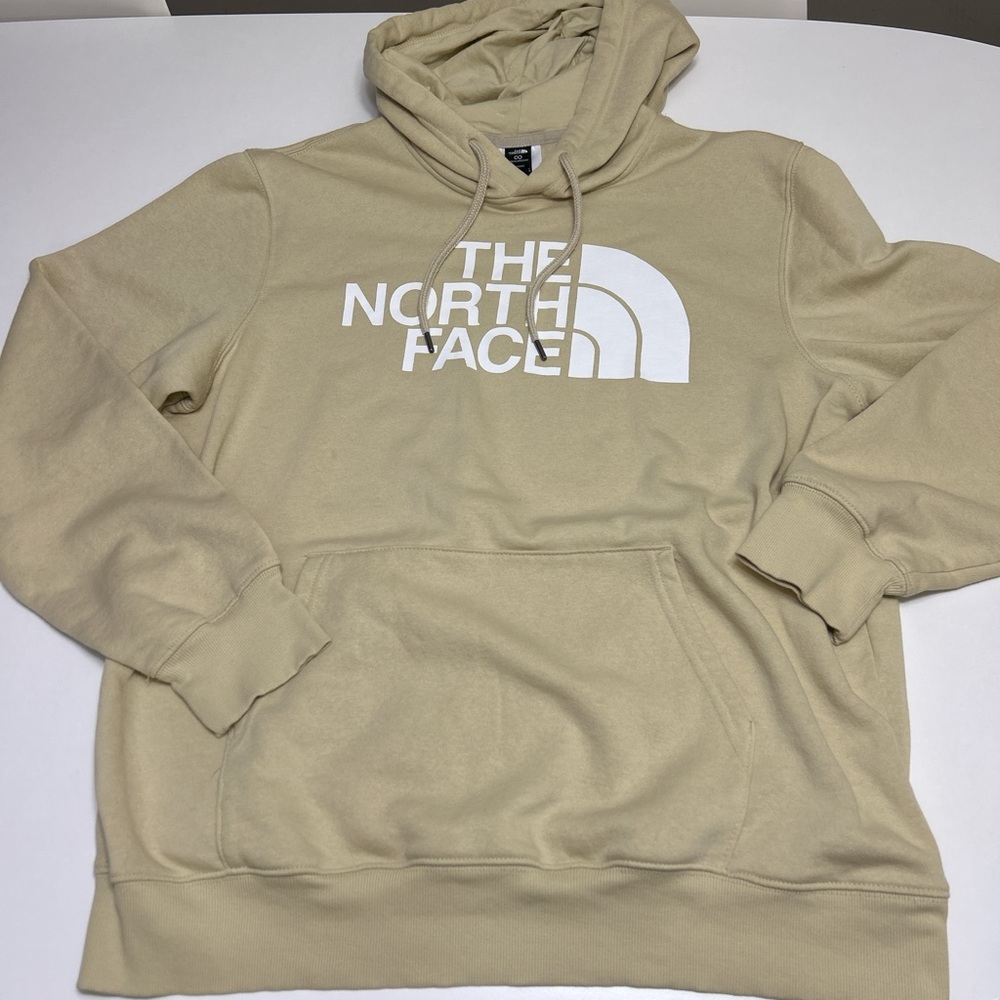 The North Face Men's Half Dome Pullover Hoodie cream beige with logo Size Large